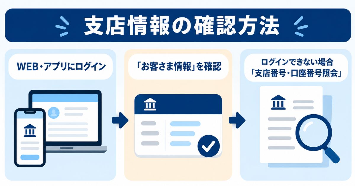 WEB・アプリのお客さま情報と支店番号・口座番号照会による支店情報の確認手順