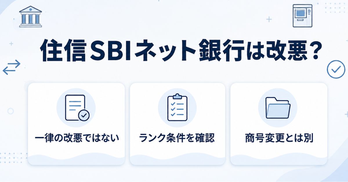 住信SBIネット銀行の改悪を一律ではなく利用状況で判断する図解
